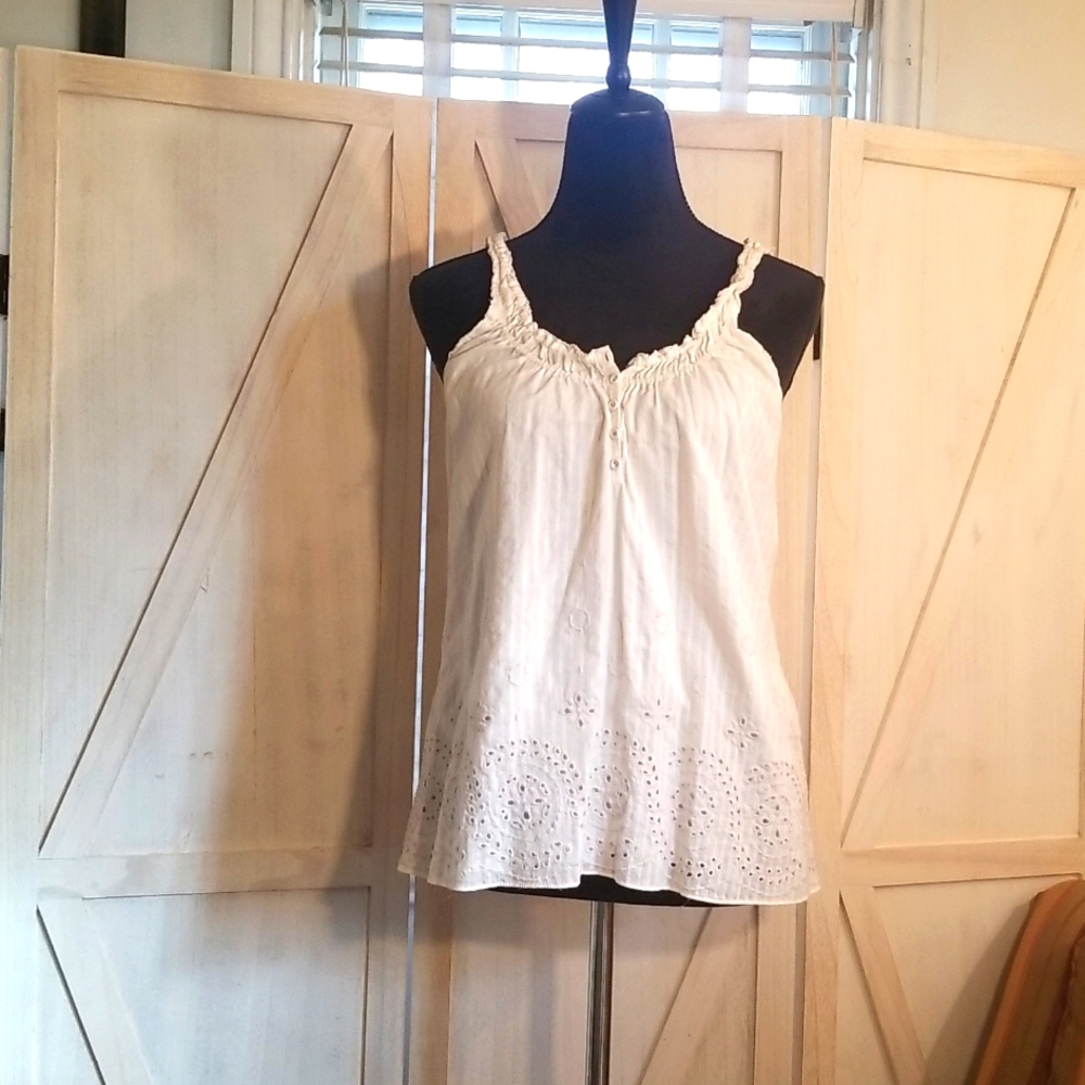 White eyelet tank top